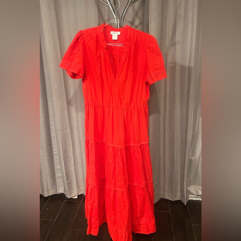Cynthia Rowley orange Tiered V-Neck Maxi Dress